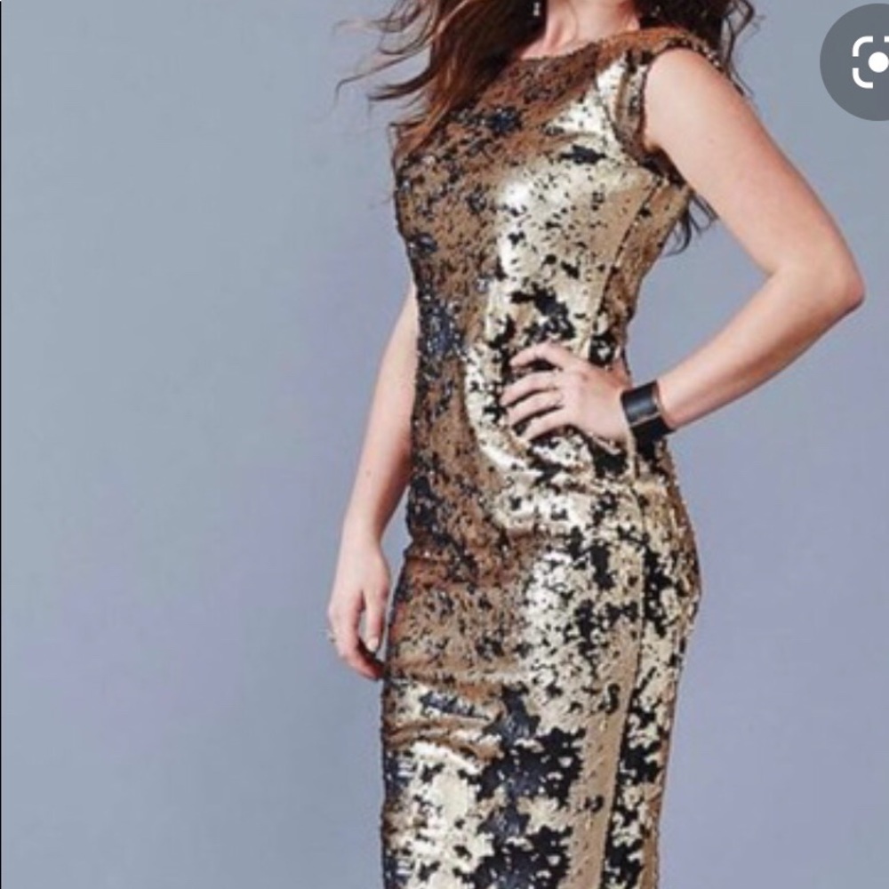 AX Paris Gold & Black Sequin Dress NWT Size EU 22